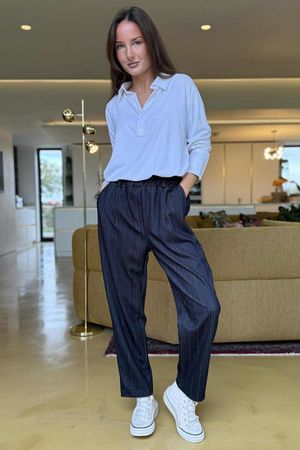 Wall Street Stretch Herringbone City Pant Navy